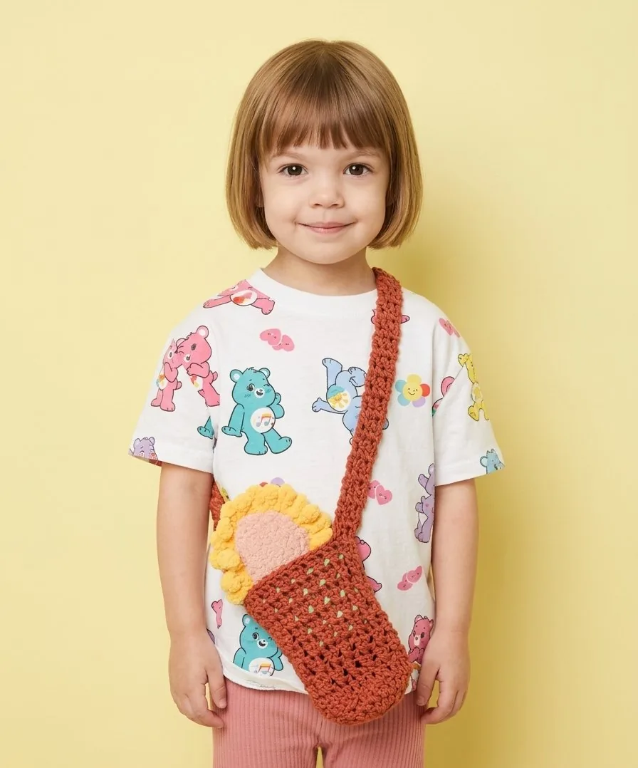 Bolso cruzado de crochet estilo años 70